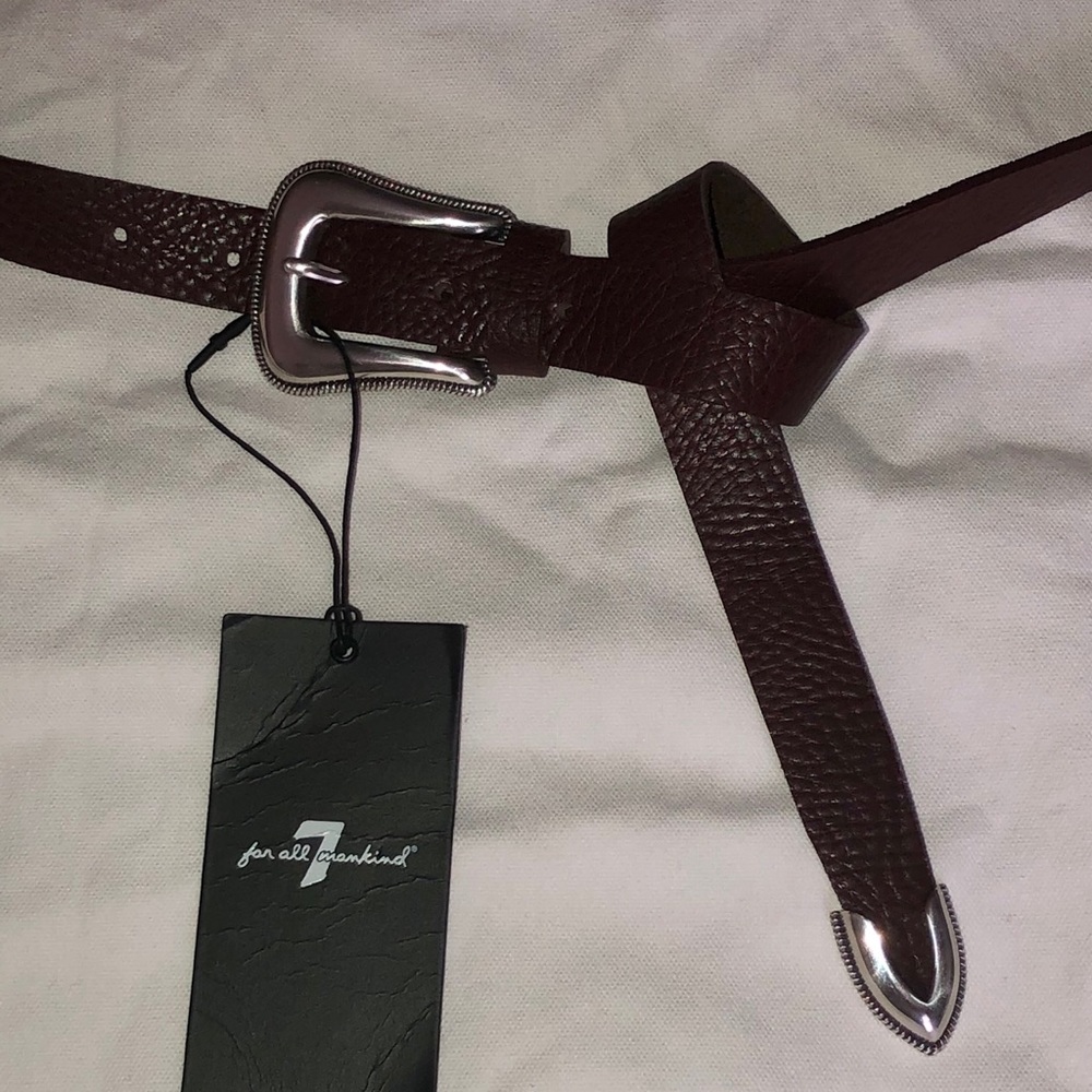 NWT B-low The Belt | 7FAM ‘Taos Mini’ Leather Belt • Wine, Silver • size S